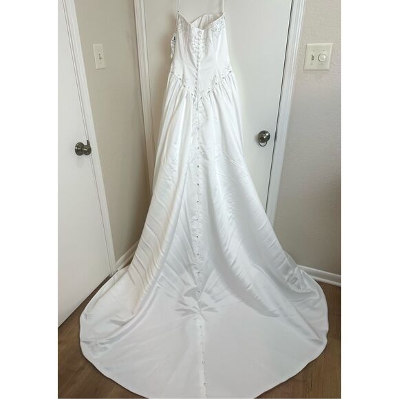 Mori Lee NEW size 12 strapless bridal wedding dress with train - Picture 9 of 16